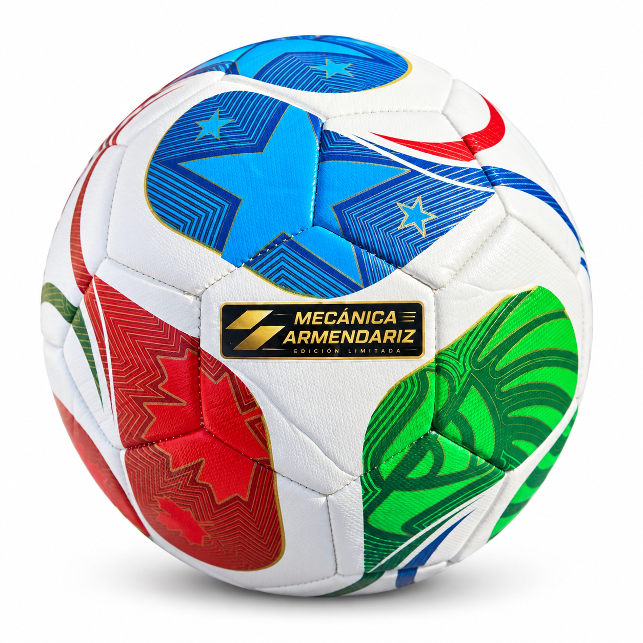 Pelota multicolor con logotipo Mecánica Armendariz