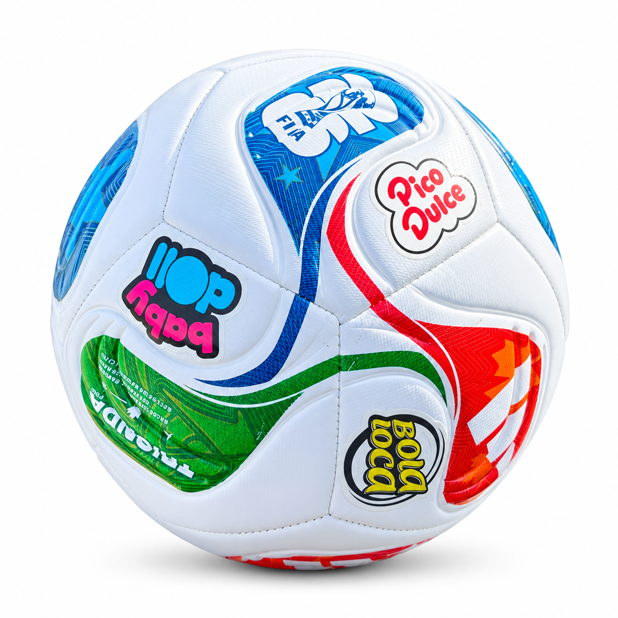 Pelota personalizada con varios logotipos de comercios